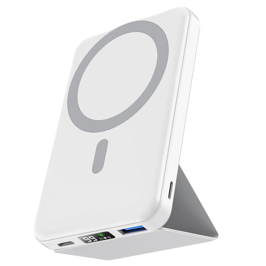 10,000Mah Magnetic Wireless Power Bank with LED Display | 22.5W Fast Charging Magsafe Battery Pack with Stand | Compatible with Iphone 17/16/15/14/13/12 Series | Portable Charger Foldable Lithium Ion Travel Essential Usb Type